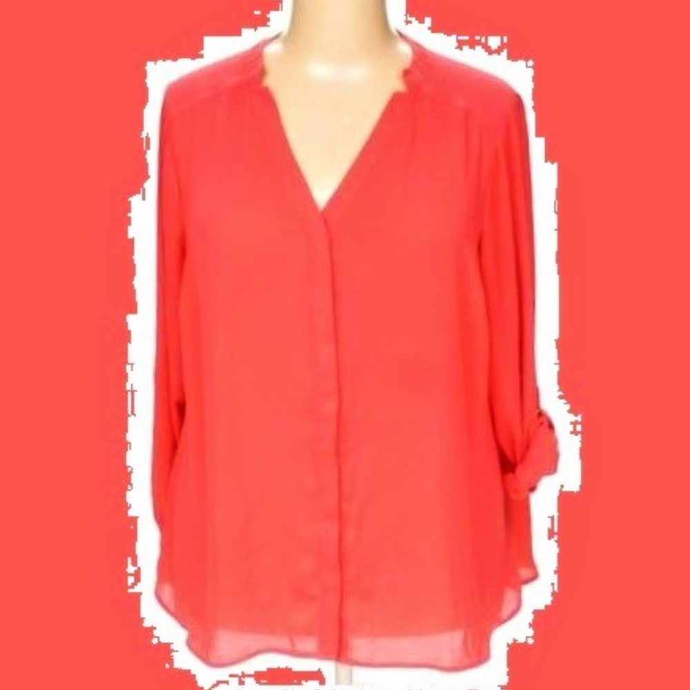 NEW! Deep Coral Crepe Dressy Blouse